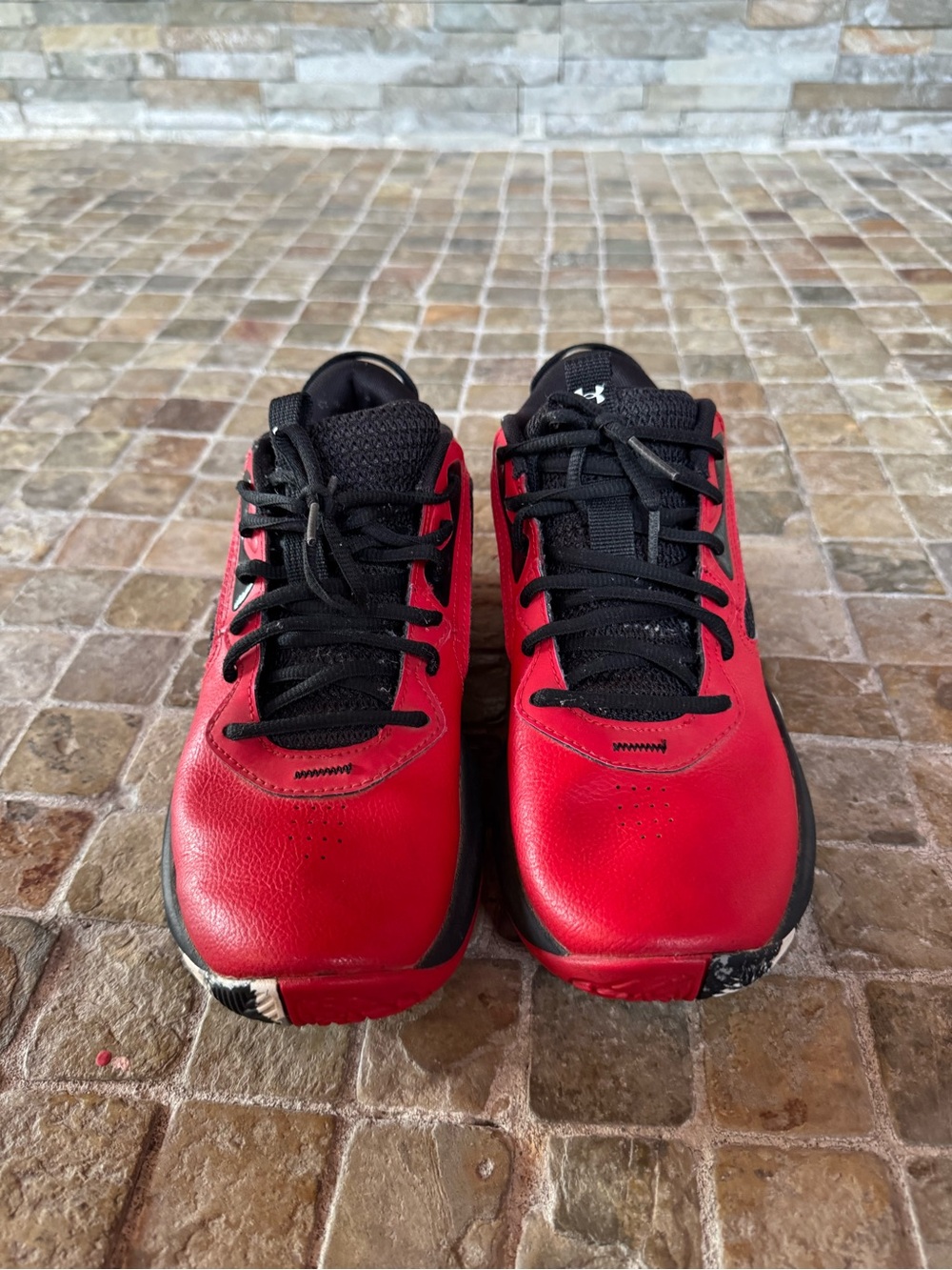 Under Armour Red and Black Athletic Basketball Shoes - Picture 2 of 9
